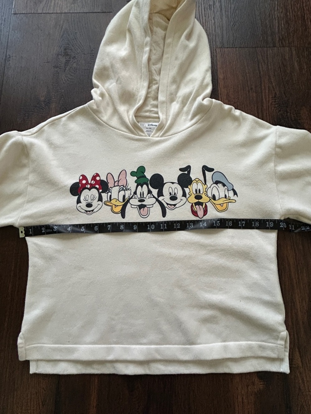 Disney Mickey Minnie Goofy Pluto Hoodie Kids XL 12 Cream Sweatshirt - Picture 4 of 5